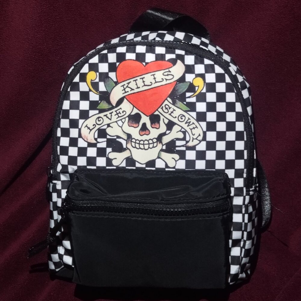 Checkered Ed Hardy mini backpack